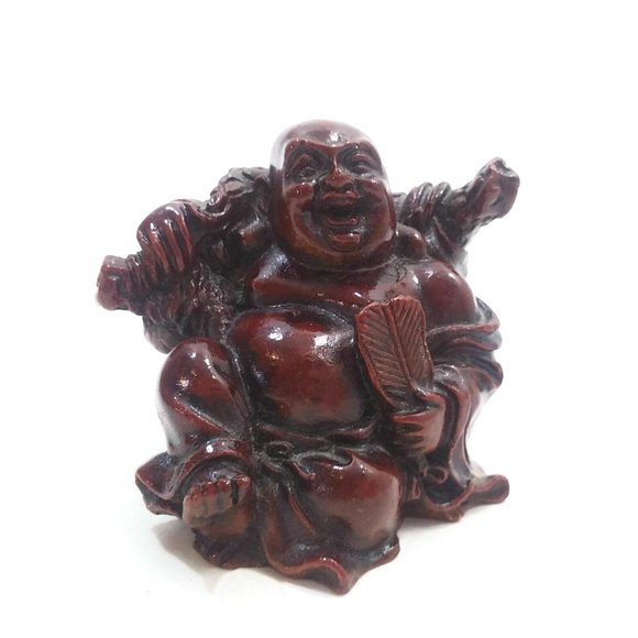 Laughing Buddha Statue Happy Mini Miniature 2"  Idol Buddhism Wealth Good Luck - Picture 1 of 9